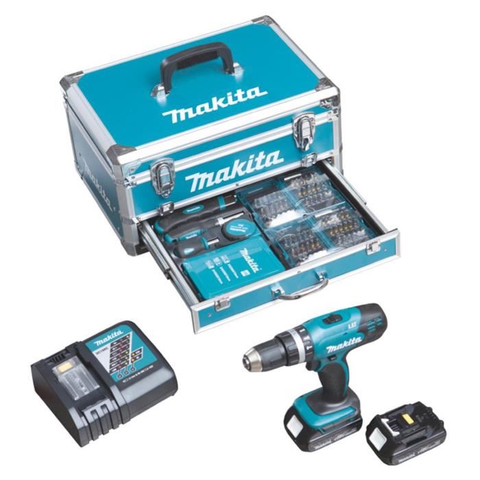 Visseuse Perceuse A Percussion Makita Dhp453rfx2 A Batteries Lxt 18 V (2 X 3,0 Ah)