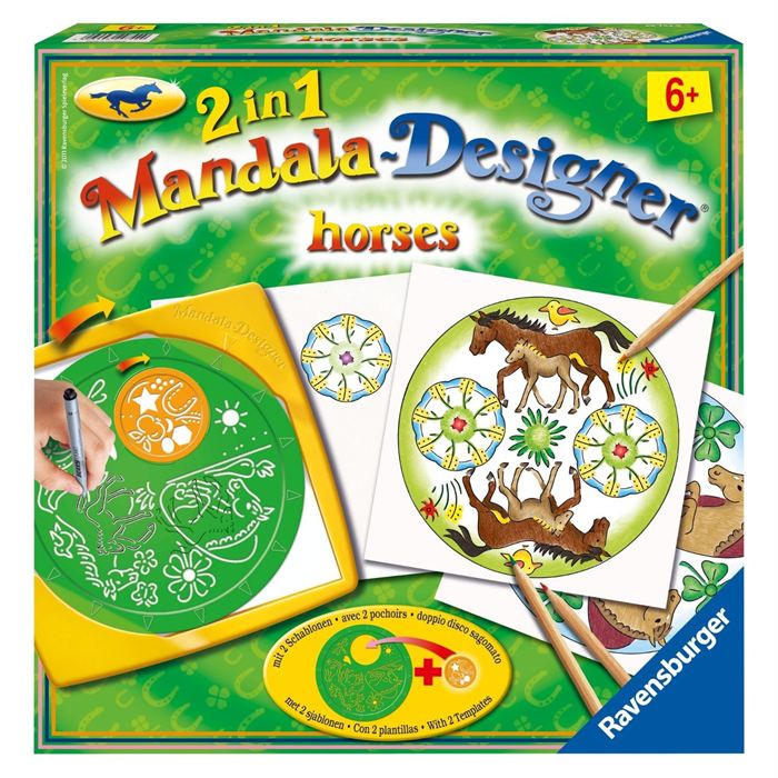 Ravensburger - Mandala Designer 2 En 1 - Horses - Loisirs Creatifs Pour Enfants Des 6 Ans