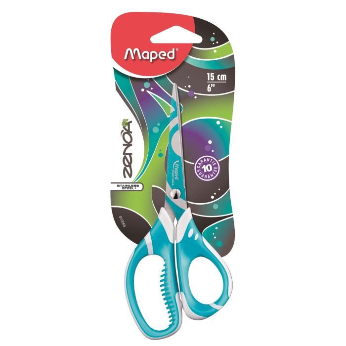 Ciseaux Asymetriques Zenoa Fit Maped 15cm Bi Matiere Et Lamelles Soft Assortis