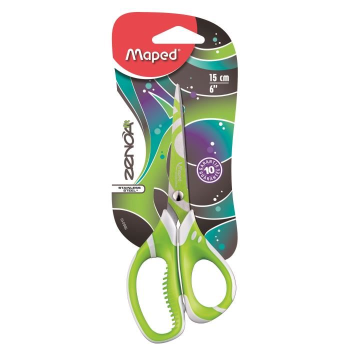 Ciseaux Asymetriques Zenoa Fit Maped 15cm Bi Matiere Et Lamelles Soft Assortis