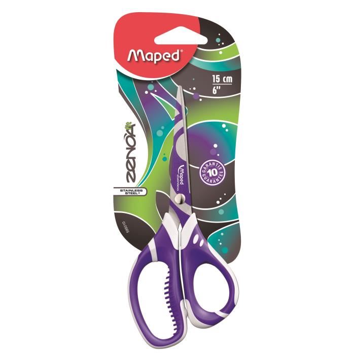 Ciseaux Asymetriques Zenoa Fit Maped 15cm Bi Matiere Et Lamelles Soft Assortis