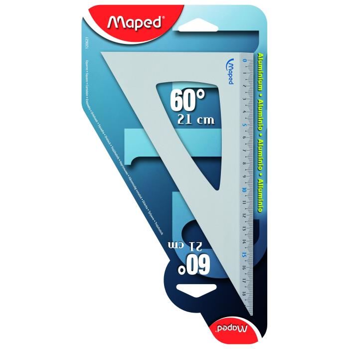 Equerre De Dessin Maped 60° 21 Cm Aluminium Anodise Resistant Gris