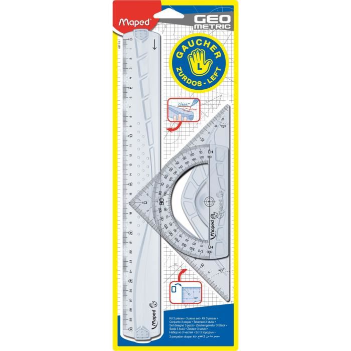 Maped - Kit De 3 Pieces De Tracage Geometric - Pour Gaucher