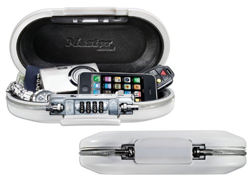 Mini Coffre Fort Portable Master Lock 5900eurdwht Avec Cable Combinaison Blanc
