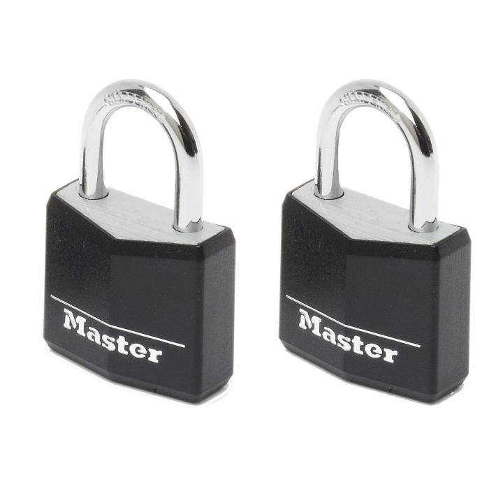 Cadenas En Aluminium Masterlock 30mm Avec Couverture Vinyle Noire Lot De 2
