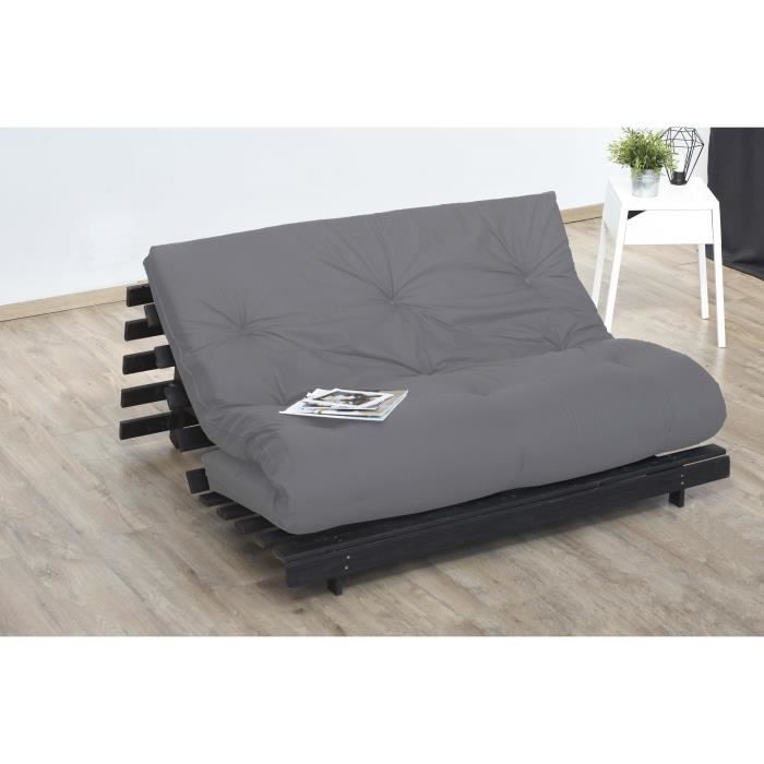 Matelas futon 160 x 200 - Confort ferme et Equilibre - Epaisseur 15 cm - Taupe