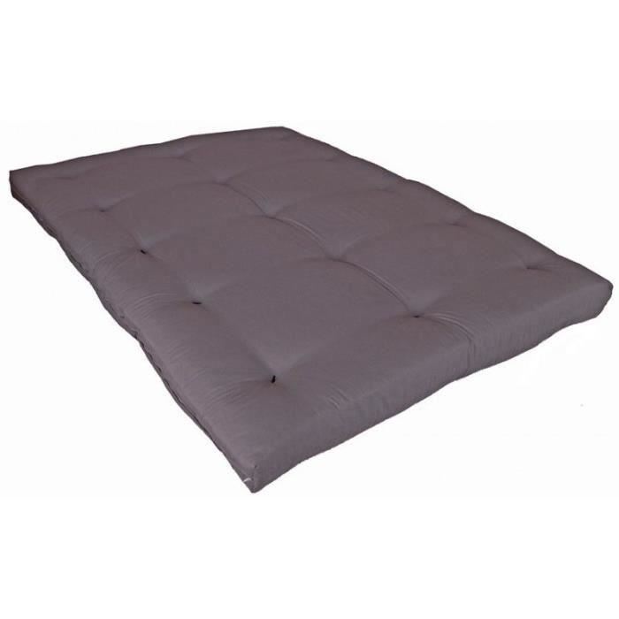 Matelas futon 140 x 190 - Confort ferme et Equilibre - Epaisseur 15 cm - Taupe