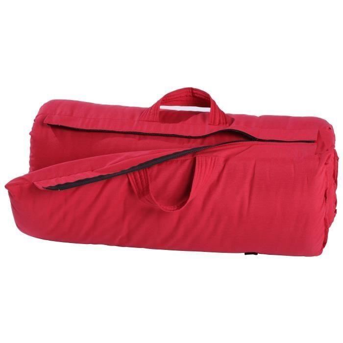 Idliterie Matelas Futon Coton + Fibres Voyage 70x190 Rouge Rouge 190x5x70cm