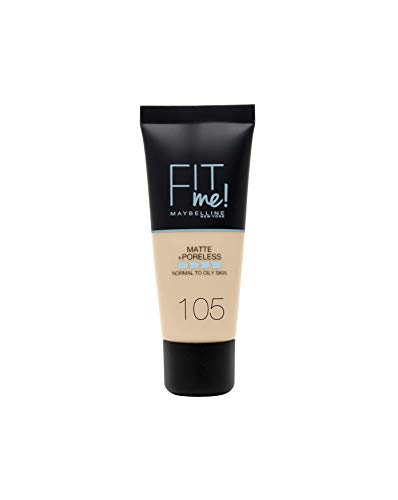 Maybelline New York Fit Me! Matte+poreless Fond De Teint Matifiant Pour Peaux Normales A Grasses Teinte 105 Natural Ivory 30 Ml