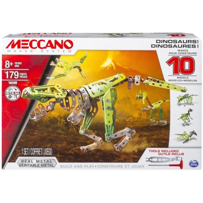 Jeu De Construction Meccano - Dinosaures 10 Modeles - T-rex - 179 Pieces - Mixte - A Partir De 8 Ans