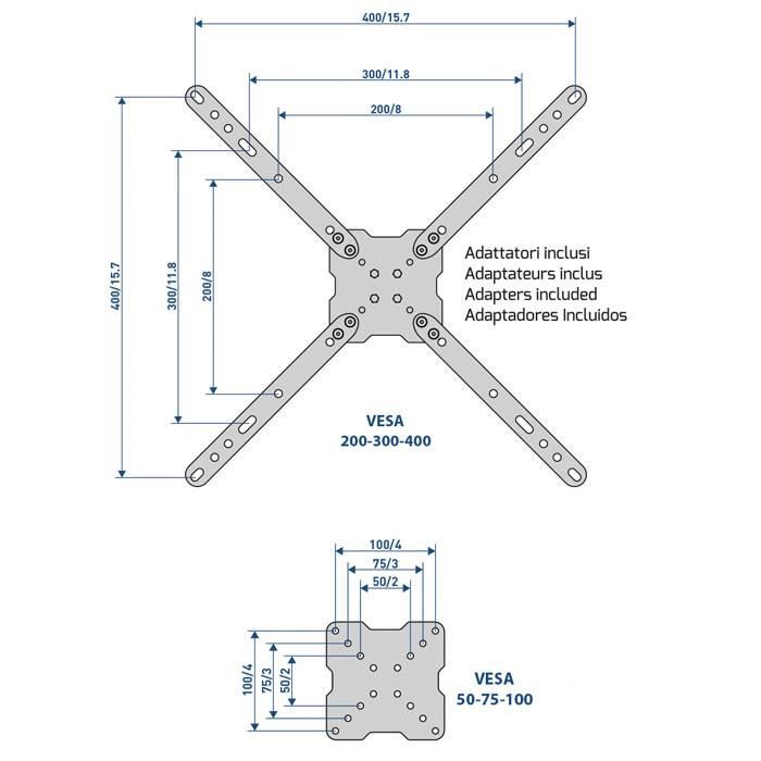 Meliconi - Support Plafond Noir Pour Tv Ou Videoprojecteur - 360° - Inclinaison A 45° - Vesa 400 - Hauteur Reglable