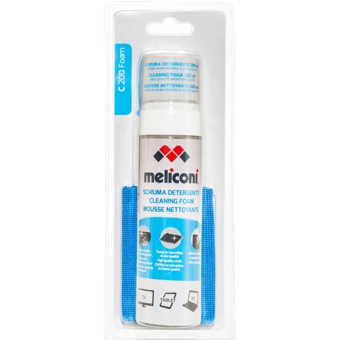 Meliconi C 200 Foam Mousse Nettoyante 200ml Avec Chiffon Microfibre