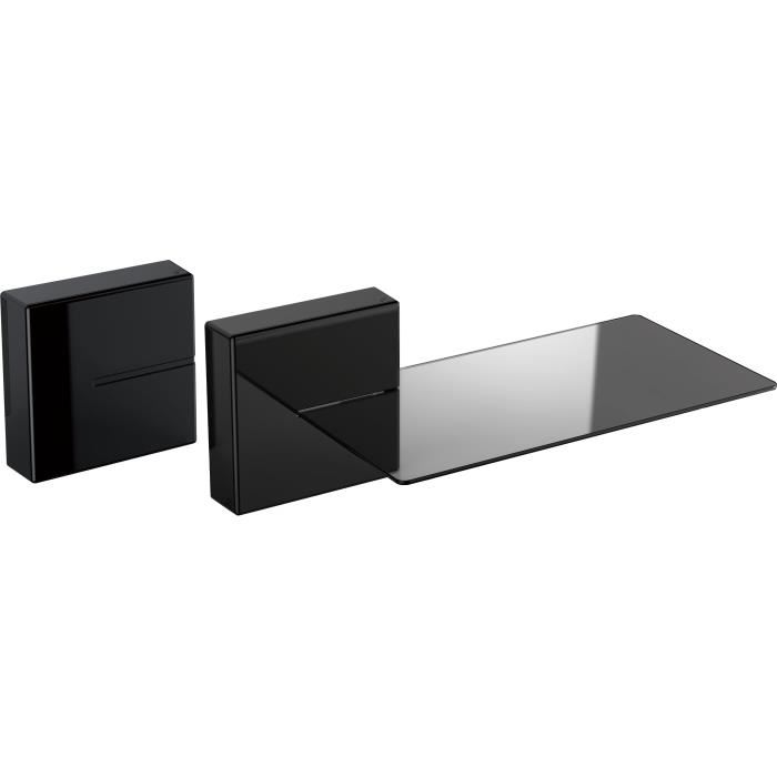 Meliconi Ghost Cube Shelf Systeme De Gestion Des Cables - 1 Cube Et 1 Etagere - Poids Max : 3 Kg - Noir