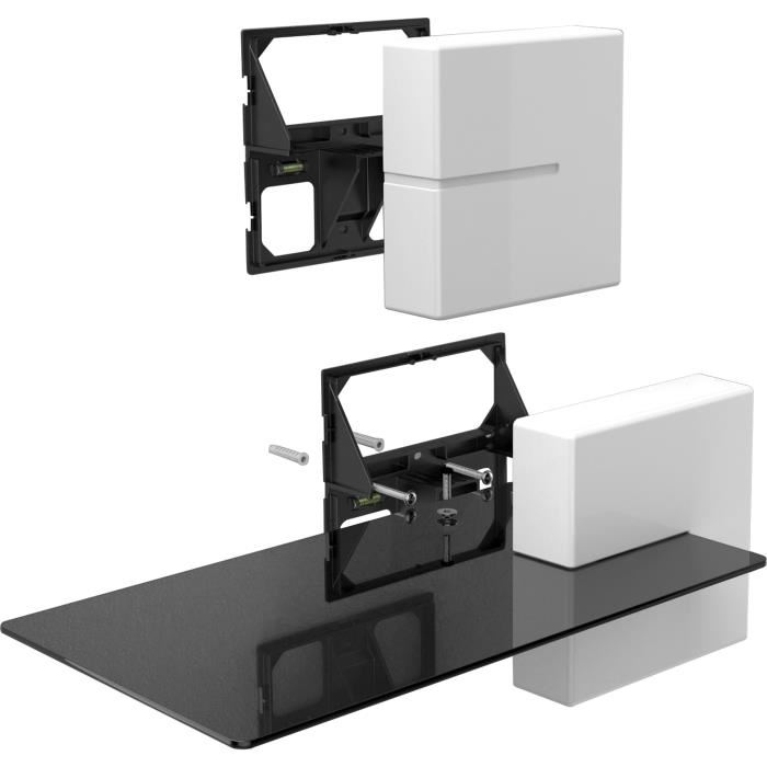 Meliconi Ghost Cube Shelf Systeme De Gestion Des Cables 1 Cube Et 1 Etagere Poids Max 3 Kg Blanc