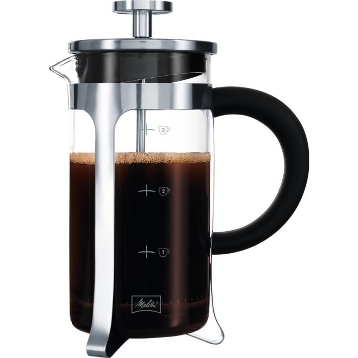 Melitta Cafetiere A Piston Micro Ondable Premium En Verre Et Inox 3 Tasses
