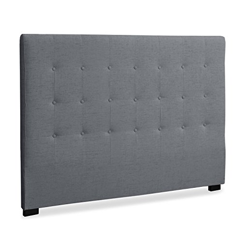 menzzo Tete de lit Luxor 160cm Tissu Gris