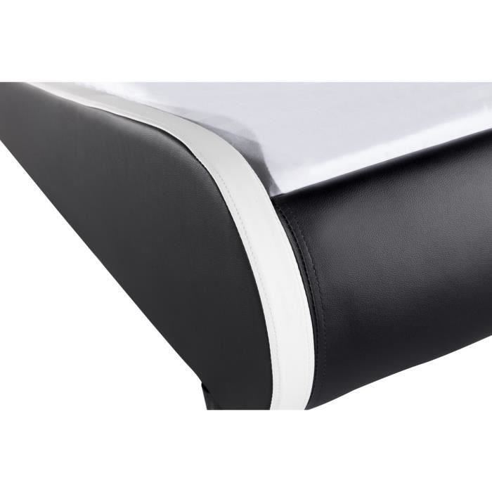 Lit Adulte Contemporain Mercure Simili Noir Et Blanc Sommier Et Tete De Lit Led Inclus L 160 X L 200 Cm