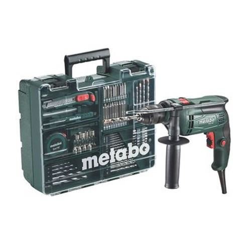 Perceuse A Percussion Metabo Sbe-650 650w + Set Atelier Mobile 80 Accessoires
