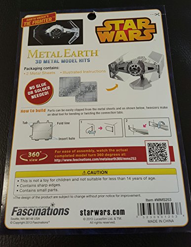 Maquette Metal 3d Star Wars Vaisseau Dark Vador - Star Wars - 14 Ans - 1 Piece - Garcon - Adulte - Gris