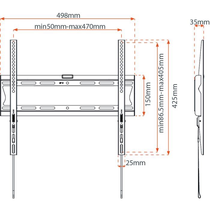 Support Tv Fixe Pour Tv 42 A 55 (106 A 140 Cm)