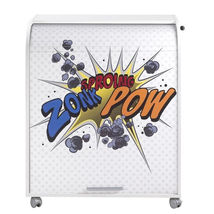 Bureau Informatique Blanc A Roulettes 5 Niches L 792 H 938 P 532 Cm Zonk Pow 400 L 792 X L 532 X H 938 Cm