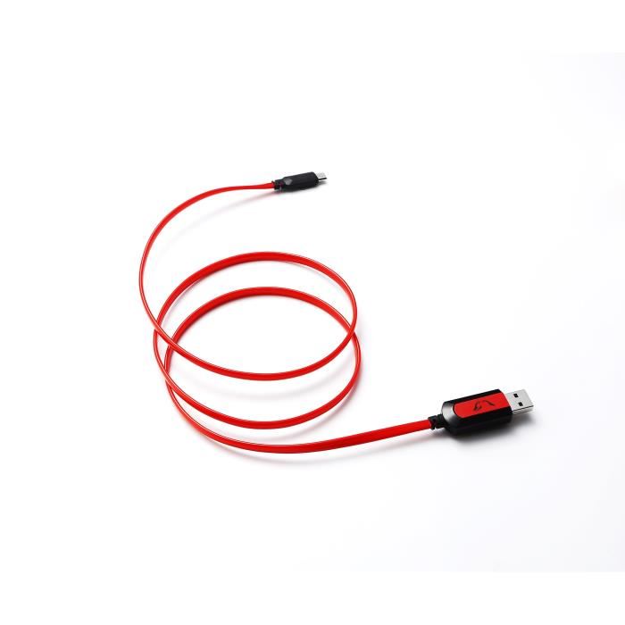 MGF Cable lumineux Gamium pour smartphone Micro USB Cable plat 1 metre Rouge