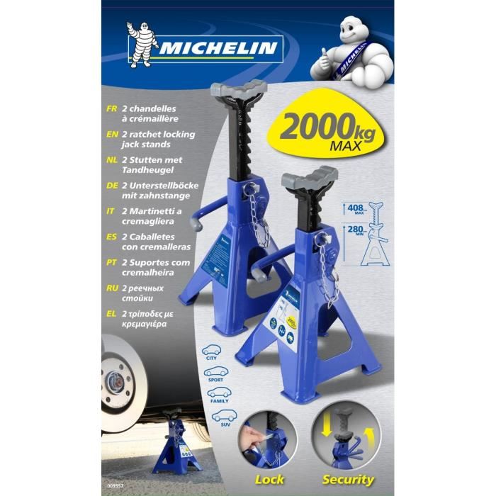 Chandelles A Cremaillere Maxi 2 T Hauteur 280 A 415mm Michelin Blocage Facile Et Rapide Avec Levier Goupille De Securite