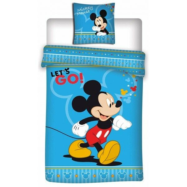 Disney Mickey - Housse De Couette - 1-personne - 140x200 Cm + 1 Taie D'oreiller 63x63 Cm - Bleu