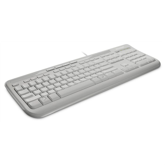 Clavier Filaire Microsoft Wired Keyboard 600 - Blanc - Azerty - Resistant Aux Eclaboussures - Touches Silencieuses