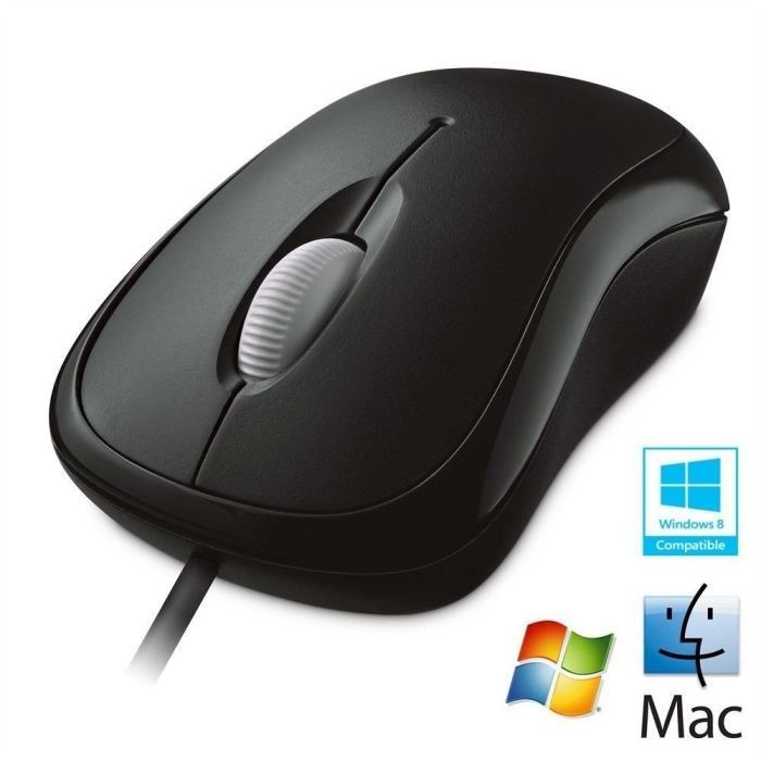 Microsoft Basic Optimal Mouse Souris Optique 3 Boutons Filaire Usb Noir