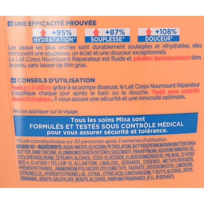 Mixa Intensif Lait Corps Reparateur Peaux Seches 400ml