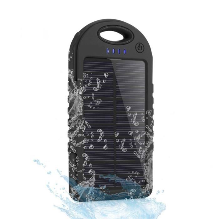 ML Batterie externe Solaire 5 000 mAh Avec reserve denergie integree Noir