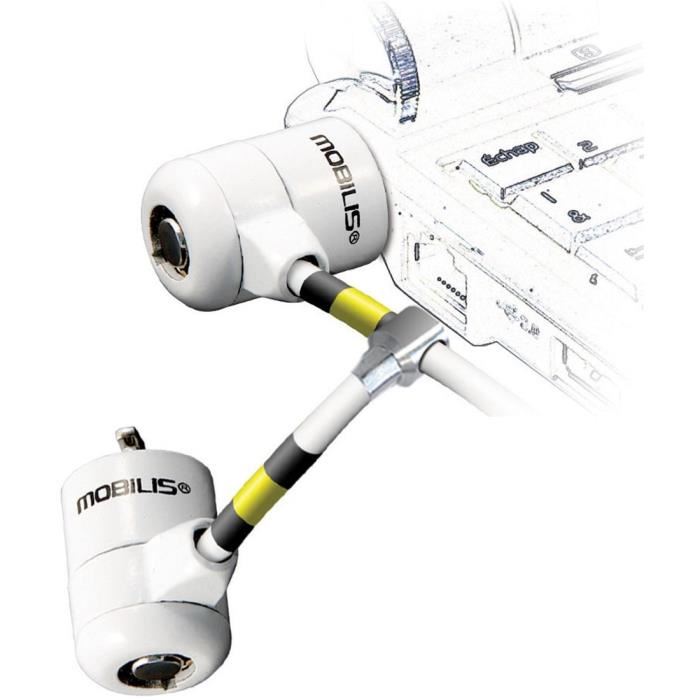 Mobilis Cable De Securite A Cle Twin Security Lock 15 M Blanc