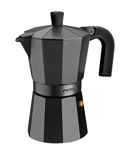 Cafetiere Italienne - Monix - Vitro Noir - 3 Tasses - Aluminium - Design Ergonomique