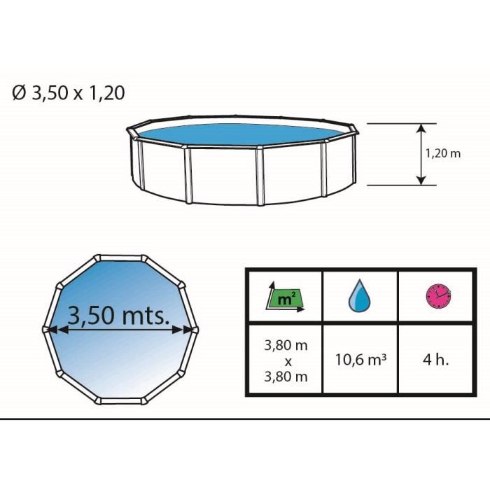 Piscine Hors Sol En Acier Ronde Mosaiko 350 X 120 Cm