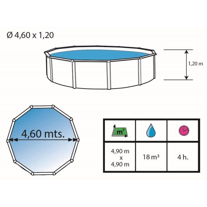 Piscine Hors Sol En Acier Ronde Mosaiko 460 X 1.20 Cm