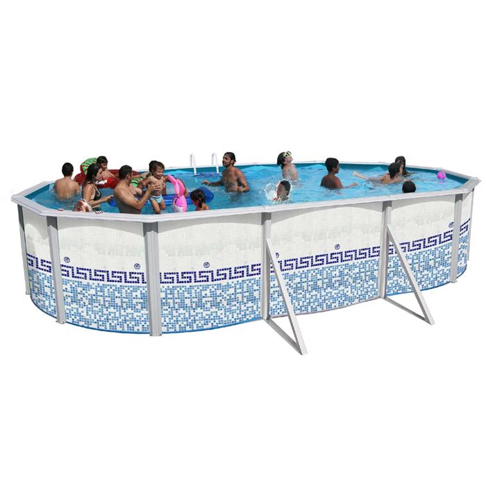 Mosaique Piscine Hors Sol En Acier Ovale 640 X 366 X 120 Kit Complet Piscine Filtre Skimmer Et Echelle