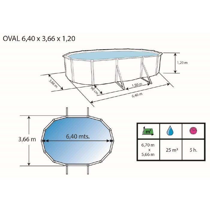 Mosaique Piscine Hors Sol En Acier Ovale 640 X 366 X 120 Kit Complet Piscine Filtre Skimmer Et Echelle
