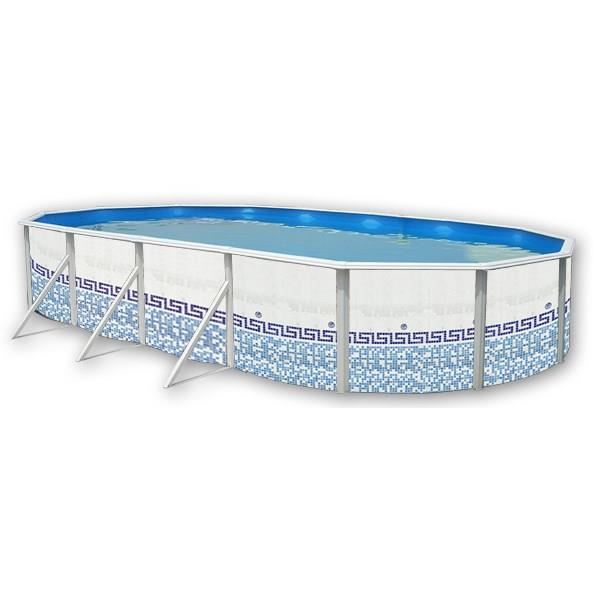 Mosaique Piscine Hors Sol Ovale En Acier 730 X 366 X 120 Cm Kit Complet Piscine Filtre Skimmer Et Echelle