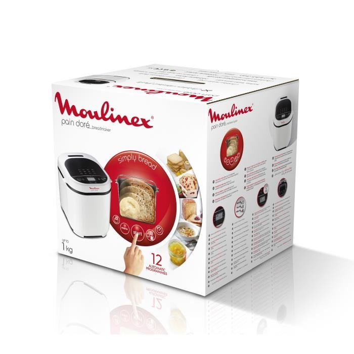 Moulinex Machine A Pain 1 Kg 20 Programmes Automatiques Programme Sans Gluten Maintien Au Chaud Pain Dore Ow210130