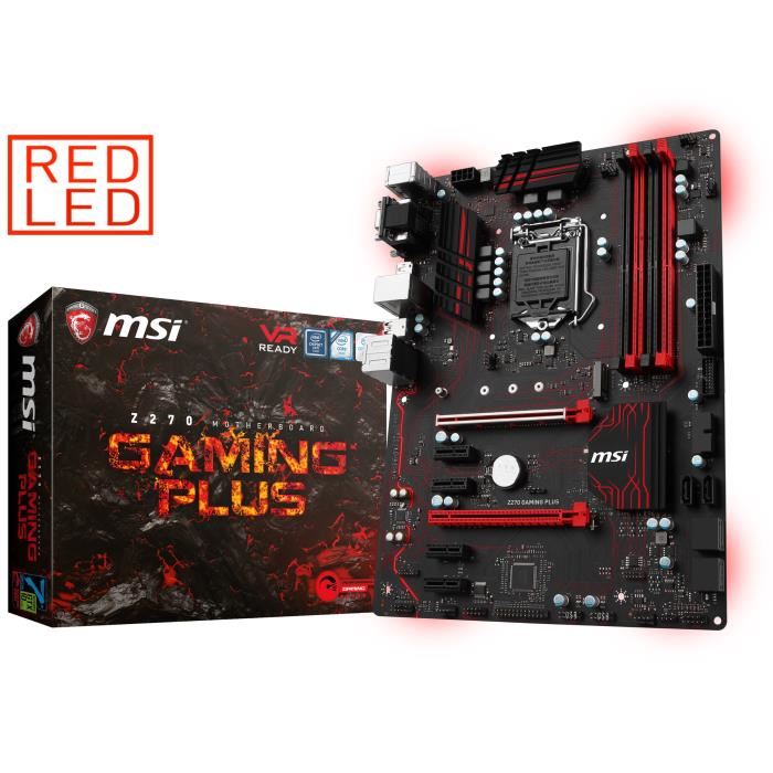 Msi Carte Mere Z270 Gaming Plus - Socket Lga 1151 - Ddr4 - 3866+ (oc) Mhz - Red Led - Z270 Gaming Plus