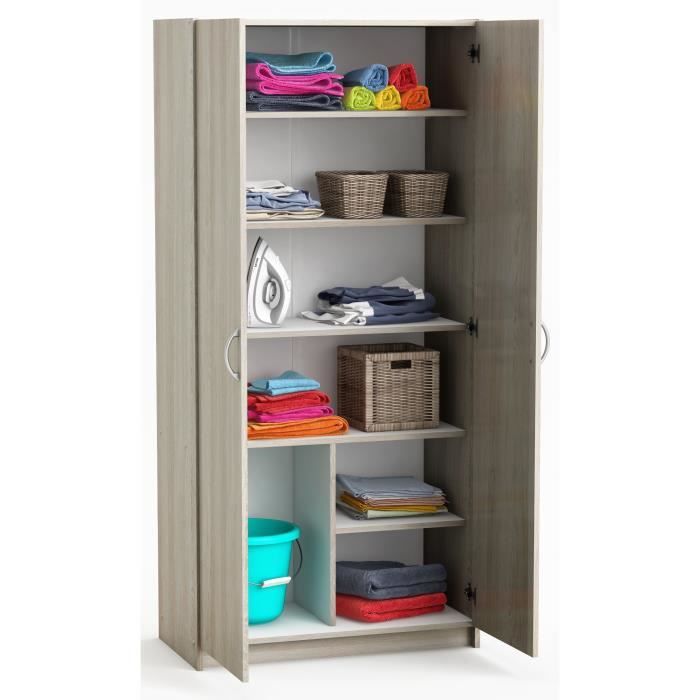 MULTI Armoire de chambre contemporain decor chene shannon et blanc perle L 797 cm