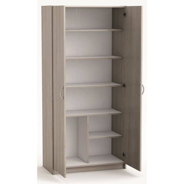 Demeyere Armoire De Chambre Contemporain Decor Chene Shannon Et Blanc Perle L 797 Cm Multi