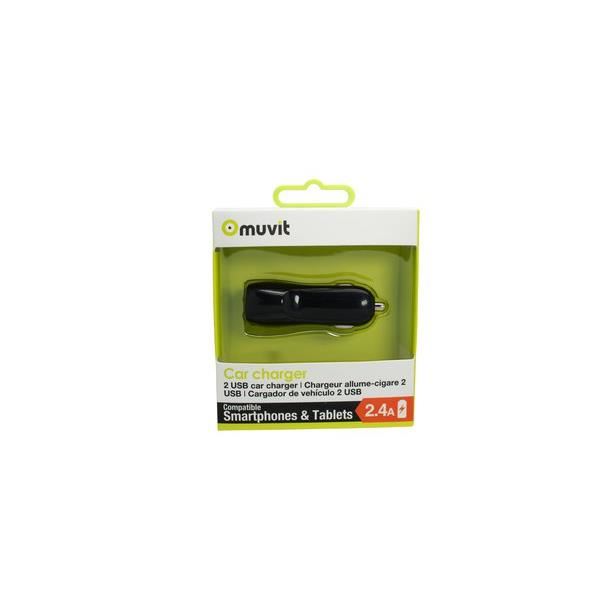 Muvit Spring Chargeur Voiture 2usb 24a Noir