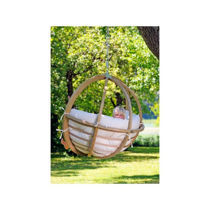 Amazonas Fauteuil Suspendu Ecru Avec Structure En Bois Beige 121x69x118cm