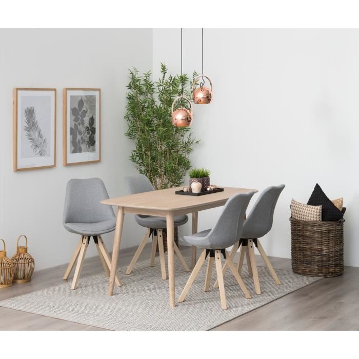 NAGANO Table a manger de 4 a 6 personnes scandinave placage chene huile blanchi - L 150 x l 80 cm
