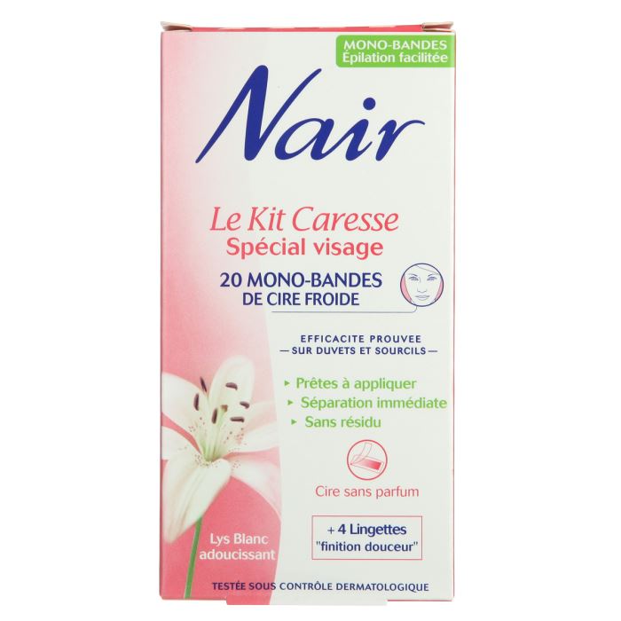 Nair - Kit Caresse Special Visage - 20 Mono-bandes De Cire Froide - Lot De 2