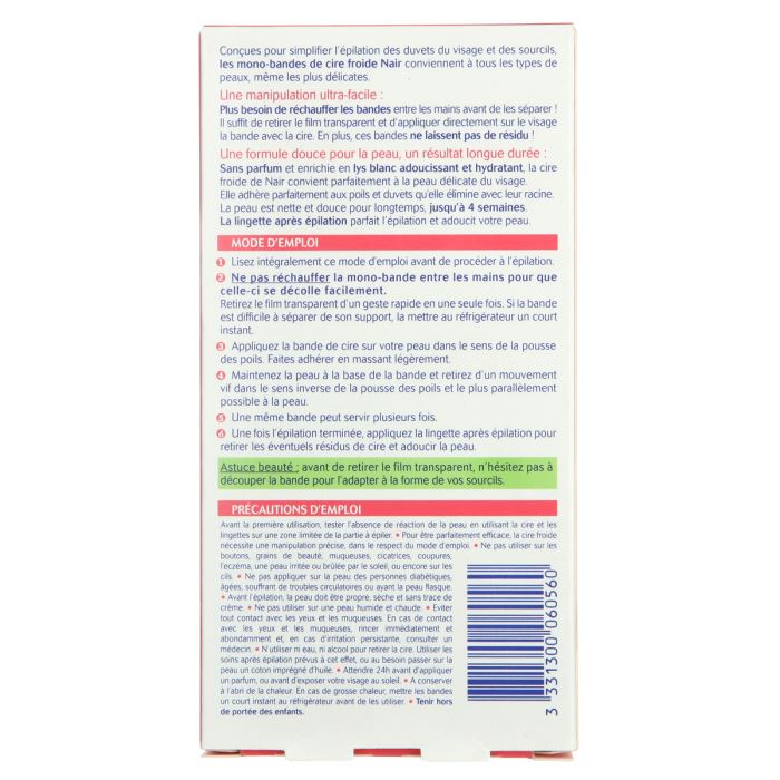 Nair - Kit Caresse Special Visage - 20 Mono-bandes De Cire Froide - Lot De 2