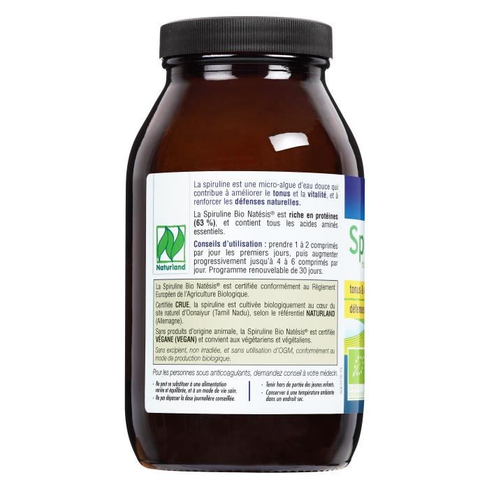 NATESIS Complement alimentaire Spiruline Bio - 500 comprimes - 500 mg