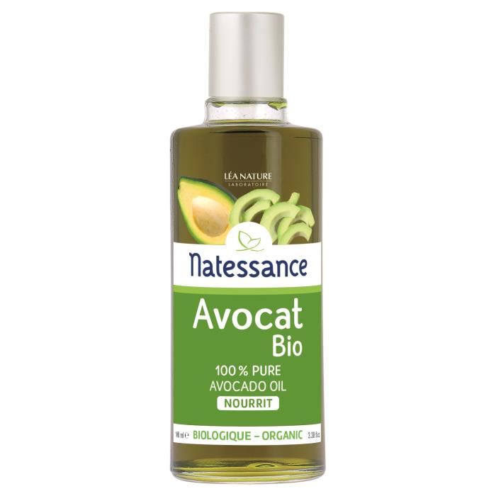 Natessance Huile D'avocat Bio - 100% Pure - Nourrit - Flacon 100 Ml